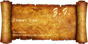 Zeman Ida névjegykártya